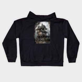 Gothic Futurism House in the Old Ancient Woods Kids Hoodie